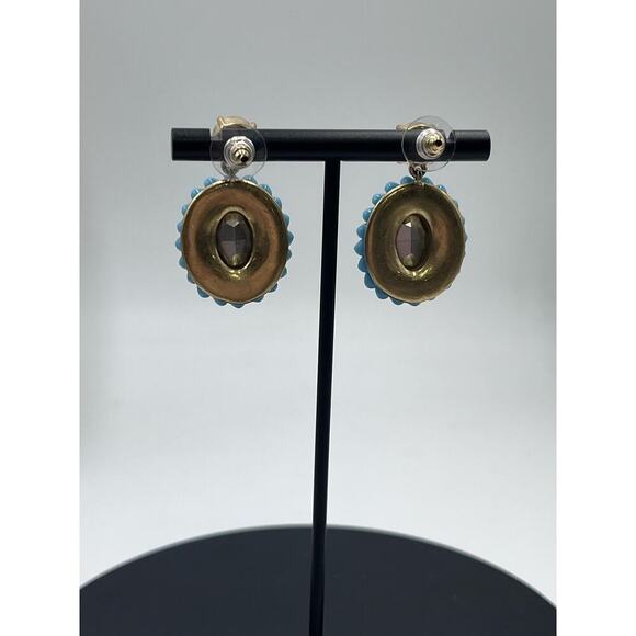 J. Crew Zuni Blue Resin Glass Beaded
Flower Dangle Statement Earrings - Picture 6 of 15